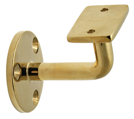 Flat Wall Bracket (Unlacquered Polished Brass)  |   Handrail & Arm Rail Brackets Commercial Hardware Handrail & Arm Rail Brackets