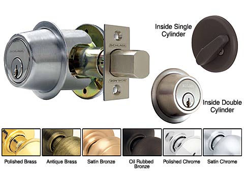 Maximum Security Commercial Deadbolt  |   Deadbolts (Commercial) Commercial Hardware Brass-Antique/Brass-Polished/Bronze-Satin/Chrome-Polished/Chrome-Satin/Nickel-Satin/Oil Rubbed Bronze