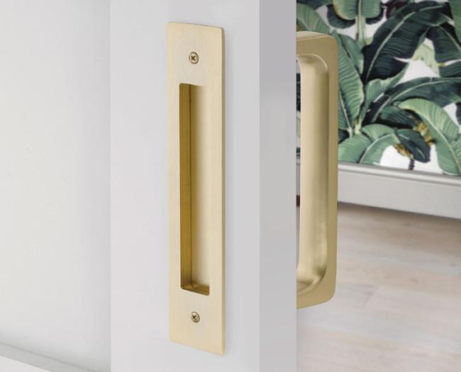 Modern Solid Brass 8″ (203mm) Center-to-Center Rectangle Thru-mount Flush Pull – EACH  |   Door Pulls & Push Plates Commercial Hardware Black-Matte/Brass-Antique/Brass-Polished/Brass-Satin/Brass-Unlacquered/Bronze-Oil Rubbed/Chrome-Polished/Nickel-Polished/Nickel-Satin/Pewter