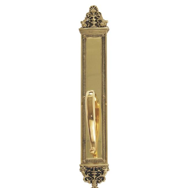 Renaissance Apollo Door Pull & Plate – 3-5/8″ (92mm) x 25-1/2″ (648mm) with “S” Grip 6-1/2″ (165mm) Center-to-Center Handle  |   Door Pulls & Push Plates Commercial Hardware Brass-Aged/Brass-Highlighted/Bronze-Venetian/Nickel-Antique/Nickel-Polished/Nickel-Satin