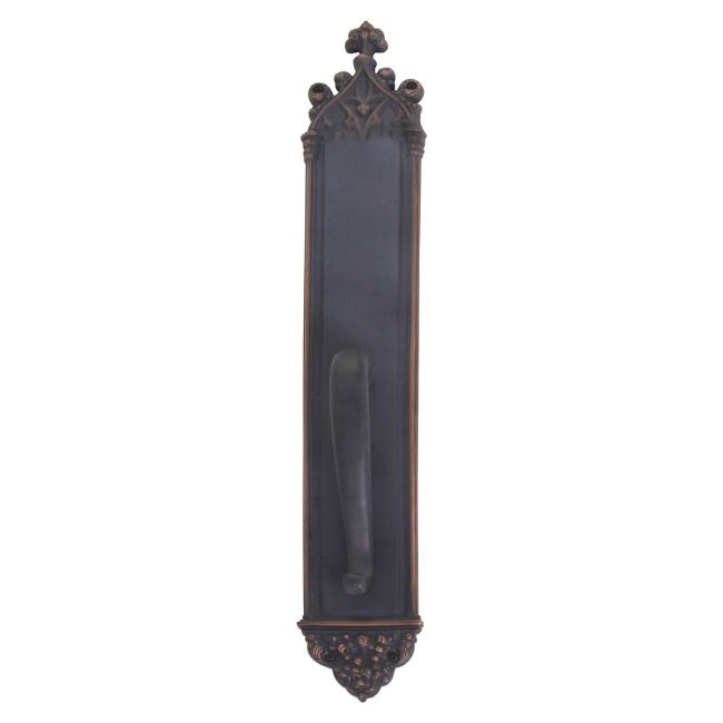 Renaissance Gothic Door Pull & Plate – 3-3/8″ (86mm) x 23-3/4″ (603mm) with “S” Grip 6-1/2″ (165mm) Center-to-Center Handle  |   Door Pulls & Push Plates Commercial Hardware Brass-Aged/Brass-Highlighted/Bronze-Venetian/Nickel-Antique/Nickel-Polished/Nickel-Satin