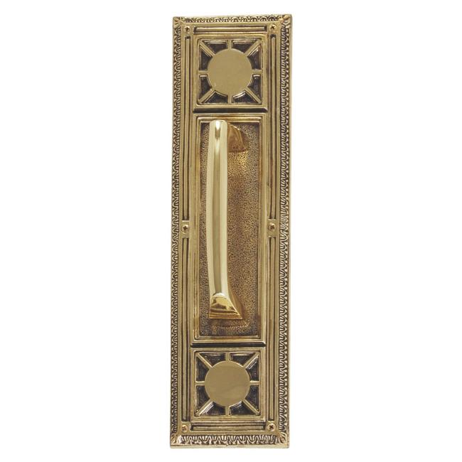 Renaissance Nantucket Door Pull & Plate – 3-3/4″ (96mm) x 13-7/8″ (352mm) w/Mission 5-1/2″ (140mm) Center-to-Center Pull  |   Door Pulls & Push Plates Commercial Hardware Brass-Aged/Brass-Highlighted/Bronze-Venetian/Nickel-Antique/Nickel-Polished/Nickel-Satin