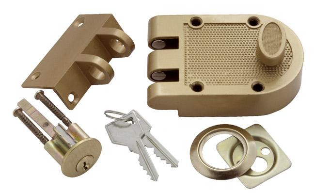 Single Cylinder Interlocking Deadbolt – EACH (Brass Tone)  |   Door Flush & Surface Bolts Commercial Hardware Door Flush & Surface Bolts