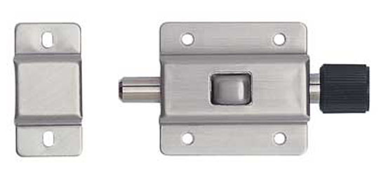 Stainless Steel Push Barrel Bolt (Satin)  |   Door Flush & Surface Bolts Commercial Hardware Door Flush & Surface Bolts