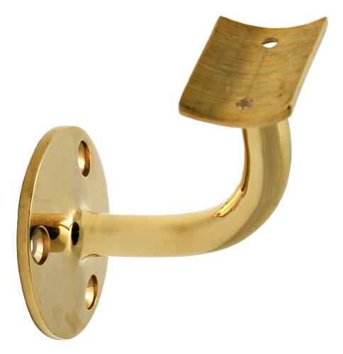 Wall Bracket for 1-1/2″ Diameter Tubing (Unlacquered Polished Brass)  |   Handrail & Arm Rail Brackets Commercial Hardware Handrail & Arm Rail Brackets