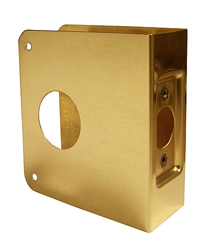 Wrap-Around Door Security Plate – For 1-3/4in. Door with 2-3/4in. Backset – EACH (Polished Brass)  |   Door Lock Filler, Strike Plates & Protectors Commercial Hardware Door Lock Filler, Strike Plates & Protectors